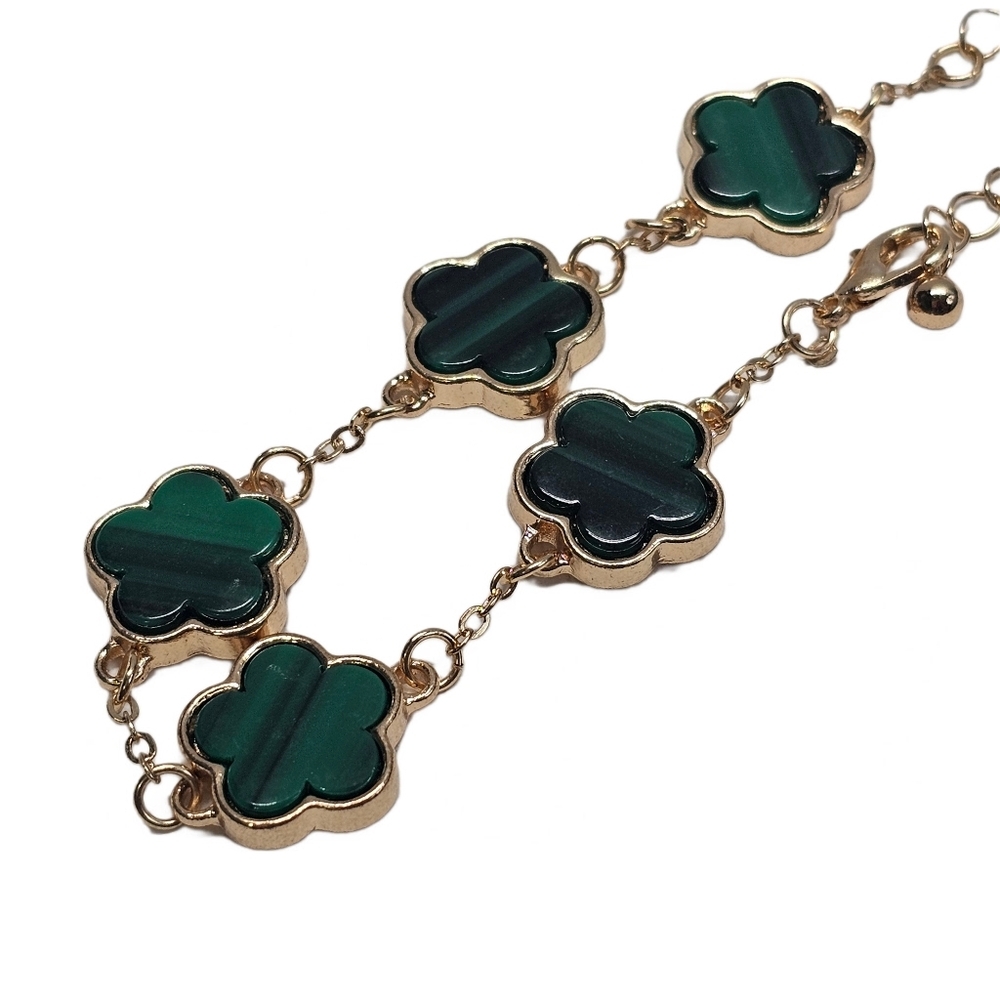 Bohemian Gold Green Clover Fashion Charm Bracelet - Picture 3 of 8
